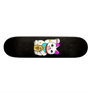 MEOWIES LUCKY CAT MANEKI NEKO BLACK SKATEBOARD