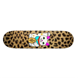 MEOWIES LUCKY CAT MANEKI NEKO LEOPARD SKATEBOARD