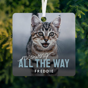 Meowing All the Way Cat Christmas Metal Tree Decoration