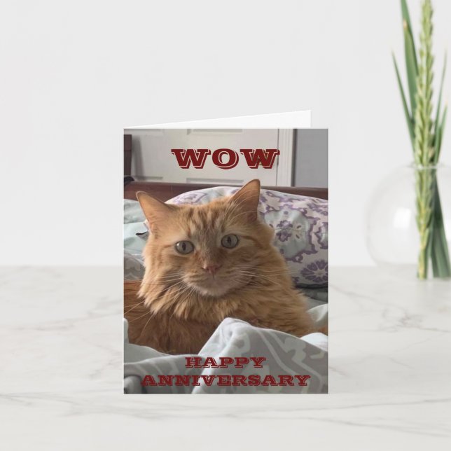 MEOWING CAT SAYS **HAPPY ANNIVERSARY TO YOU** CARD (Front)