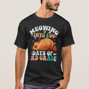 Meowing Into 100th Days Of 3RD Grade Nerd Cat T-Shirt