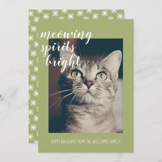Meowing Spirits Bright Your Cat Photo Holiday (Front/Back)