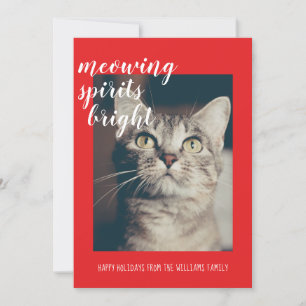 Meowing Spirits Bright Your Cat Photo Holiday Card