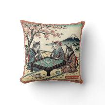 Meowjong Funny Japanese Ukiyo-e Cats Mahjong Throw