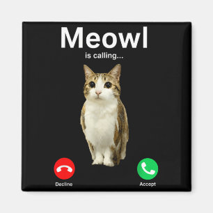Meowl Calling Cat Owl Cursed Internet Funny Magnet