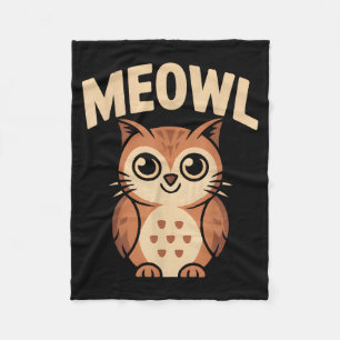 Meowl Cat Owl Hybrid Funny Meme Brain Rot Gen Alph Fleece Blanket