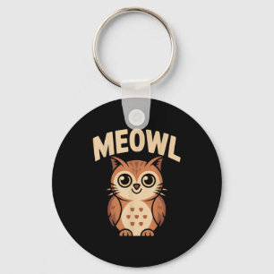 Meowl Cat Owl Hybrid Funny Meme Brain Rot Gen Alph Key Ring