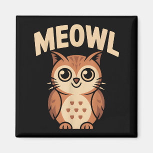 Meowl Cat Owl Hybrid Funny Meme Brain Rot Gen Alph Magnet