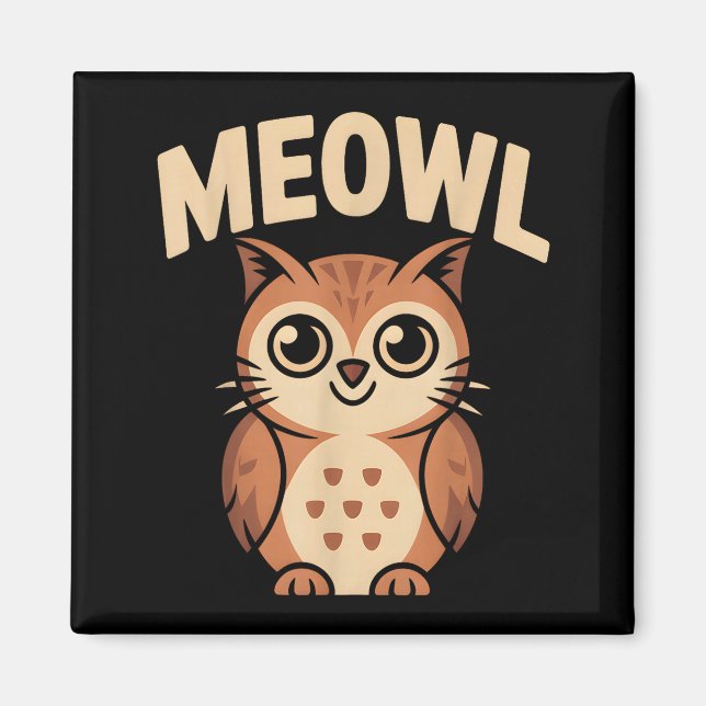 Meowl Cat Owl Hybrid Funny Meme Brain Rot Gen Alph Magnet (Front)