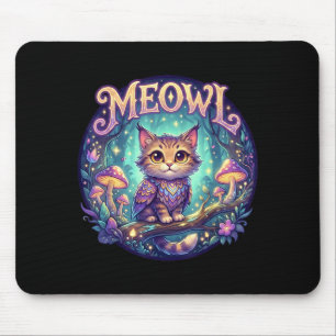 Meowl Cat Owl Meme Brainrot Kids Cursed Silly Gen  Mouse Mat