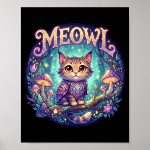 Meowl Cat Owl Meme Brainrot Kids Cursed Silly Gen  Poster