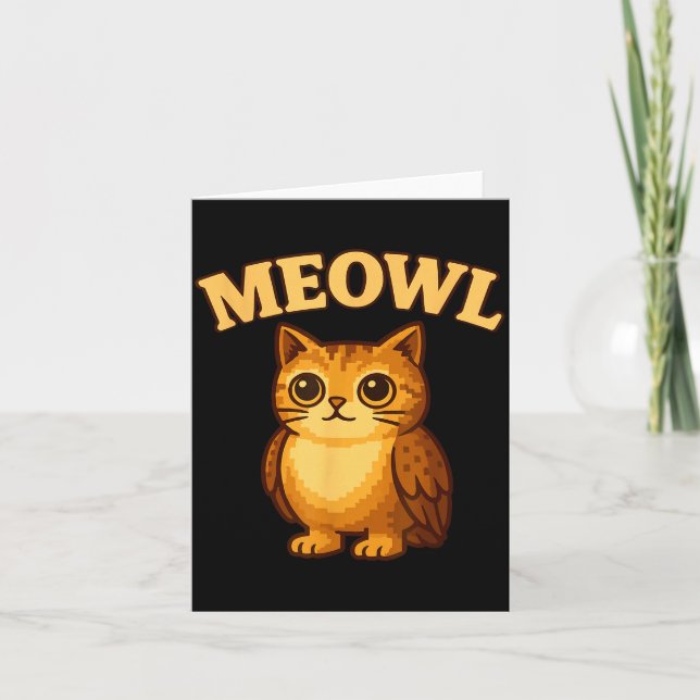 Meowl - Funny Meow Cat Owl Brainrot Meme Teen Kids Card (Front)