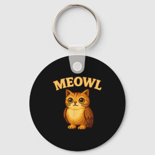Meowl - Funny Meow Cat Owl Brainrot Meme Teen Kids Key Ring