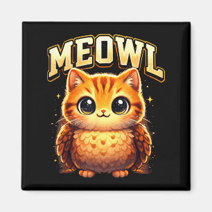 Meowl Funny Meow Cat Owl Brainrot Meme Teen Kids  Magnet