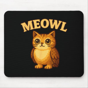 Meowl - Funny Meow Cat Owl Brainrot Meme Teen Kids Mouse Mat