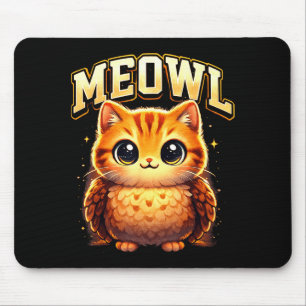 Meowl Funny Meow Cat Owl Brainrot Meme Teen Kids Mouse Mat