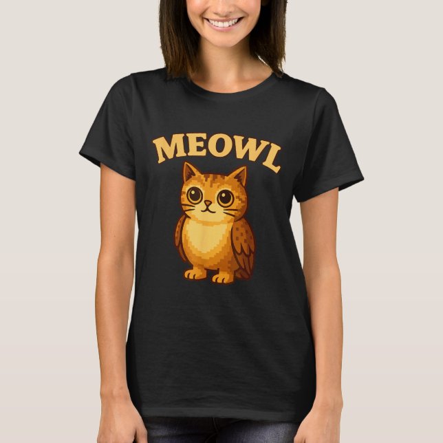 Meowl - Funny Meow Cat Owl Brainrot Meme Teen Kids T-Shirt (Front)