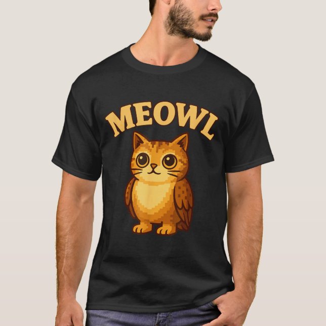 Meowl - Funny Meow Cat Owl Brainrot Meme Teen Kids T-Shirt (Front)