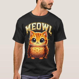 Meowl Funny Meow Cat Owl Brainrot Meme Teen Kids T-Shirt
