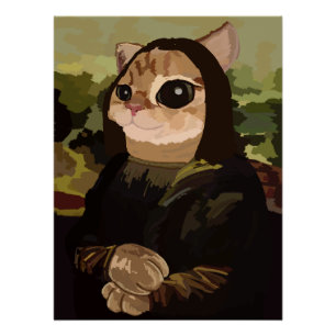 Meowlisa Funny Mona Lisa Cat Face Poster