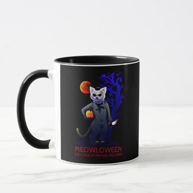 MEOWLOWEEN MICHAEL MEOWERS HALLOWEEN CAT SCARY MUG (Left)