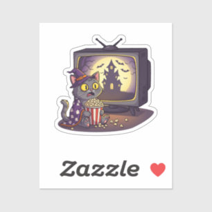 Meowloween Movie Night – Cat Watching Scary Movie