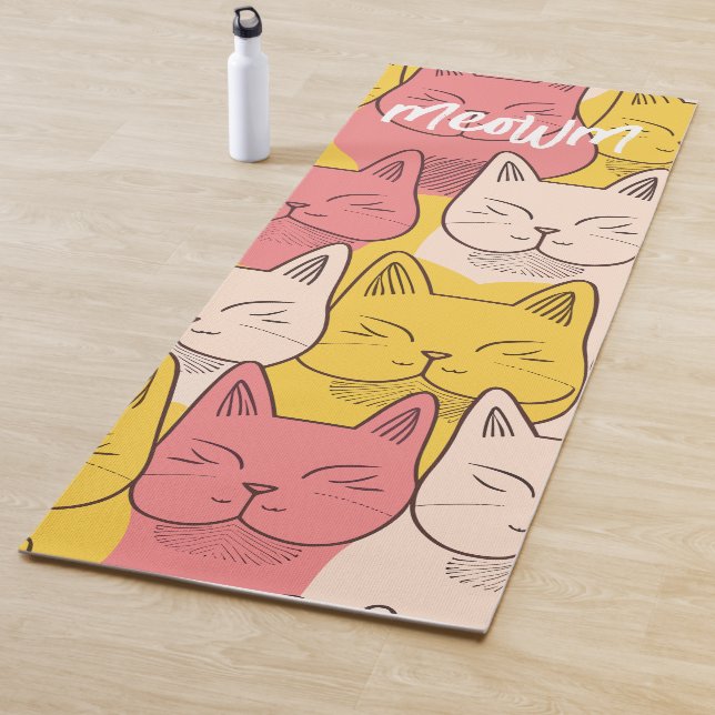 Meowmaste: Cute Feminine Yoga Mat for Cat Lovers (In Situ)