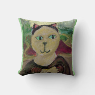 Meowna Mona Lisa Fun Classic Cat Painting Cushion