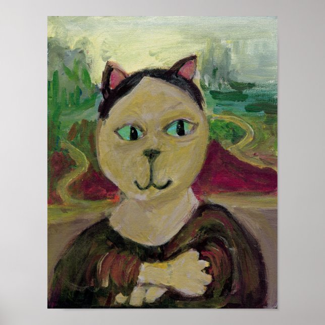 Meowna Mona Lisa Fun Classic Cat Painting Poster (Front)