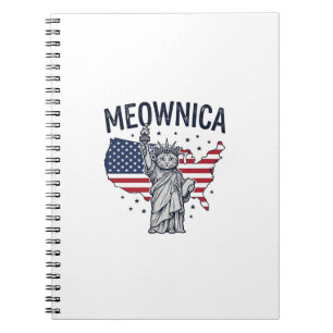 Meownica Patriotic Cat Vintage Vector Design_1 Notebook