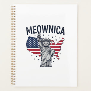 Meownica Patriotic Cat Vintage Vector Design_1 Planner