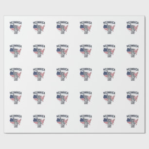 Meownica Patriotic Cat Vintage Vector Design_1 Wrapping Paper