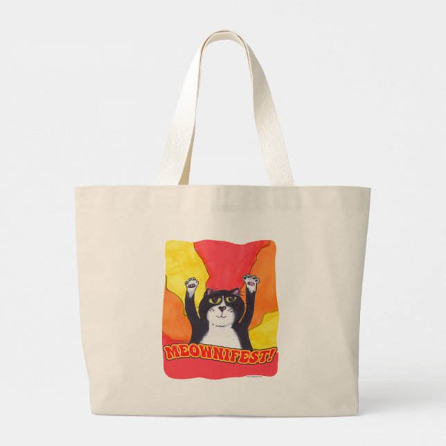 Meownifest Epic Cat Praise Cool Slogan Art  Large Tote Bag (Back)
