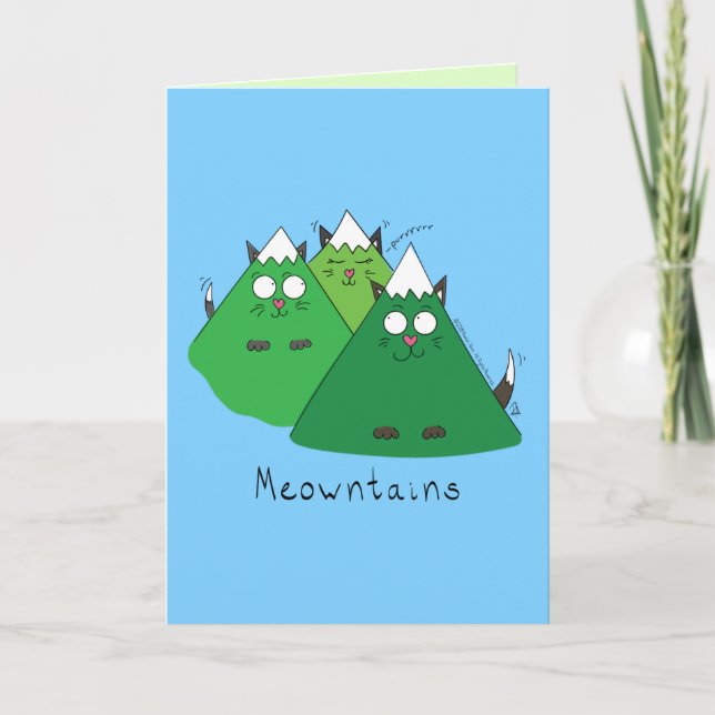Meowntains - Funny Cat Mountain Pun Card (Front)