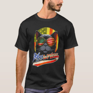 Meowrica Black Cat Sunglasses USA Flag 4th Of Jul T-Shirt