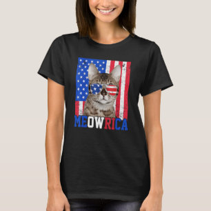 Meowrica Cat Us Flag Sunglasses 4th Of July Patrio T-Shirt