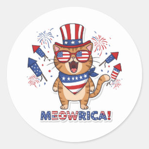 Meowrica! Patriotic Cat Sticker