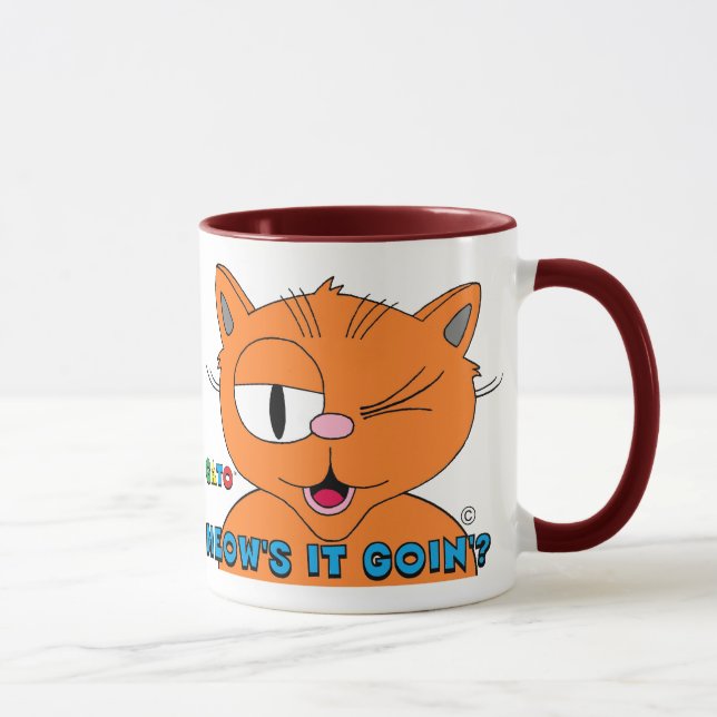 Meows It Goin'? Cartoon Cat Señor Gato Mug (Right)