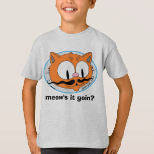 Meow's It Goin'? Funny Pun Moustache Cat T-Shirt