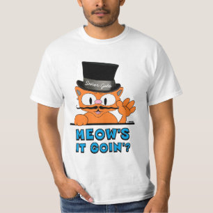 MEOW'S IT GOIN'? Señor Gato Cartoon Moustache Cat T-Shirt