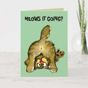 Meows it Going? Cartoon Cat Greeting Card