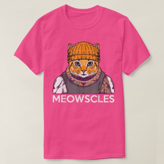 Meowscles Muscles Gym Sport Fitness Lifting Kitty  T-Shirt (Design Front)