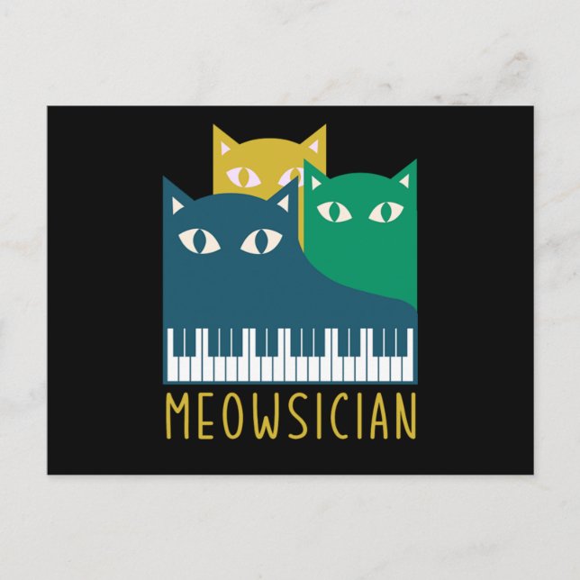 Meowsician Piano Keyboard Cat Kitten Lover Gift Postcard (Front)
