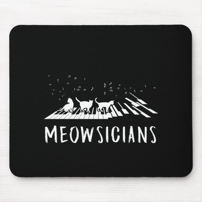 Meowsicians Music Cat Kitten Piano Pianist Gift Mouse Mat (Front)