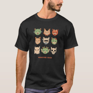 Meowster Mash Spooky Cute Halloween Cat Monsters T-Shirt