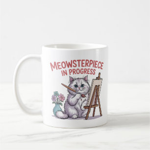 Meowsterpiece in Progress Cute Artistic Cat Paint Coffee Mug