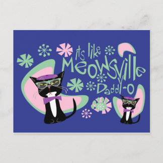 Meowsville Daddy-O Beatnik Kitty 2 Postcard