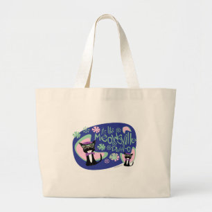 Meowsville Daddy-O Beatnik Kitty Large Tote Bag