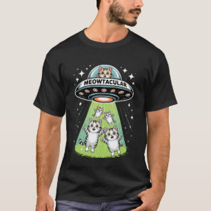 Meowtacular Alien Cat Abduction Funny Space Design T-Shirt