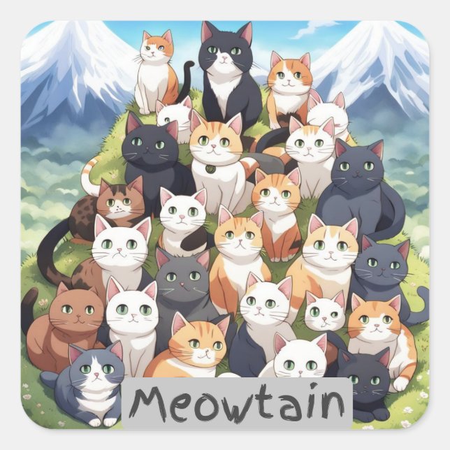 Meowtain - A Pile Of Cats Square Sticker (Front)